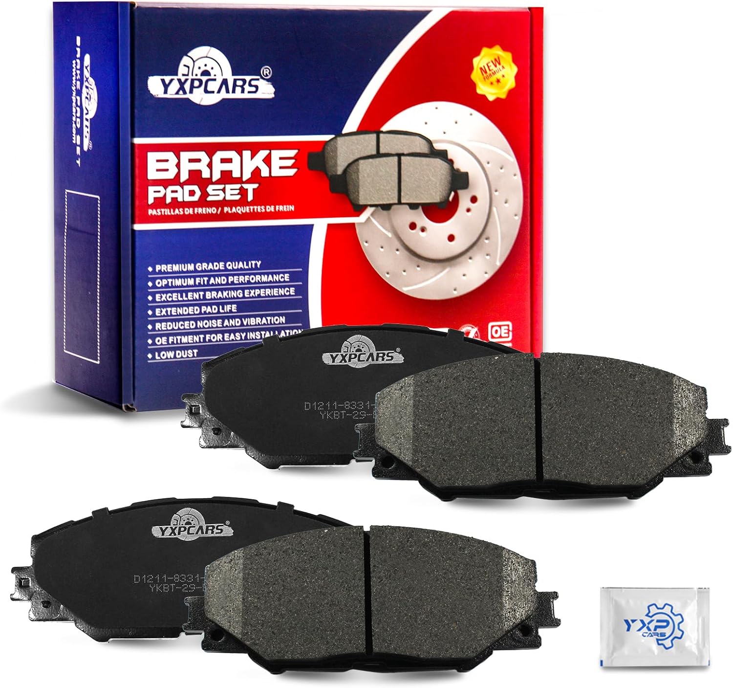 Ceramic Disc Brake Pads Set Frot Replacement for Toyota Rav4/ Corolla Im 2017-2018/ Mirai 2016-2020/ Matrix 2009-2013 2.4L, for Pontiac Vibe 2009-2010 2.4L, for Scion Tc 2011-2016/ Im 2016