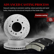 Front & Rear Drilled Slotted Rotors and Ceramic Disc Brake Pads Kit for Chevry Silverado (2500/3500) Hd 2011-2019/ Suburban 3500 Hd 2016-2018, for Gmc Sierra (2500/3500) Hd 2011-2019