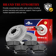 Ceramic Rear Brakes Pad and Rotors Drilled Slotted Solid Replacement Disc Brake Kits for Hyundai Sonata 2011 2012 2013 2014/ Azera 2012-2016, for Kia Optima 2011-2015