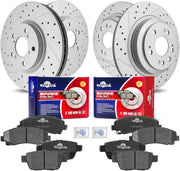 Front & Rear Drilled Slotted Rotors and Ceramic Disc Brake Pads Kit Replacement for Acura Tl 2009 2010 2011 2012 2013 2014