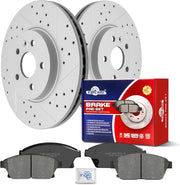 Ceramic Front Brakes Pad and Rotors Drilled Slotted Vented Disc Brake Kits for Chevy Trax 2013-2017, for Buick Encore 2013-2017