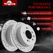 Ceramic Rear Brakes Pad and Rotors Drilled Slotted Solid Replacement Disc Brake Kits for Hyundai Elantra 2007-2008/ Elantra 2009 Gl, Gls, L, Limited, Se (Rear Brake Type: Disc)