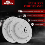 Ceramic Rear Brakes Pad and Rotors Drilled Slotted Solid Replacement Disc Brake Kits for Ford Edge/Explorer/Flex/Taurus, for Lincoln MKS 2009-2012/ MKT 2010-2019/ MKX 2011-2013 2014 2015