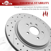 Ceramic Rear Brakes Pad and Rotors Drilled Slotted Vented Disc Brake Kits for Ford Police Interceptor Sedan 2013-2019/ Special Service Police Sedan 2014-2018/ Taurus 2013-2014 2016-2018 Sho