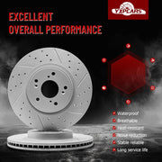 Front Drilled and Slotted Disc Brake Rotors Replacement for Acura Integra 2023 (Integra 2024-2025 A-Spec, Base, Elite A-Spec), for Honda Accord Civic Cr-V Hr-V