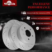 Ceramic Rear Brakes Pad and Rotors Drilled Slotted Solid Replacement Disc Brake Kits for Nissan Juke 2011-2017/ Sentra 2007-2019/ Altima 2002-2018/ Maxima 2004-2008