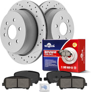 Ceramic Rear Brakes Pad and Rotors Drilled Slotted Vented Replacement Disc Brake Kits for Chevy Colorado 2015-2020, for Gmc Canyon 2015 2016 2017 2018 2019 2020