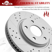 Ceramic Front Brakes Pad and Rotors Drilled Slotted Vented Replacement Disc Brake Kits for Buick Allure Lacrosse Terraza, for Chevy Uplander, for Pontiac Grand Prix Montana, for Saturn Relay