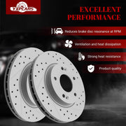 Front & Rear Drilled Slotted Rotors and Ceramic Disc Brake Pads Kit for Chevy Monte Carlo 2006-2007/ Impala 2006-2009/ Impala 2010 Drum In Hat Parking Brake