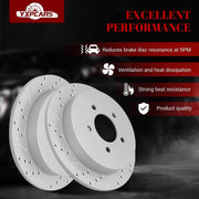 Ceramic Rear Brakes Pad and Rotors Drilled Slotted Solid Replacement Disc Brake Kits for Lincoln Blackwood 2002, for Ford F-150 2000-2003 5 Lug Rear Rotor