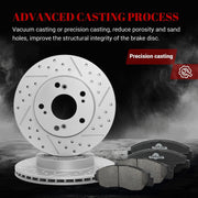 Front & Rear Drilled Slotted Rotors and Ceramic Disc Brake Pads Kit for Honda Civic Ex 2006-2007, Civic Lx/Ex 2008 2011, Civic Lx/Sport/Ex/Ex-L 2010, Civic Lx/Sport/Ex 2009