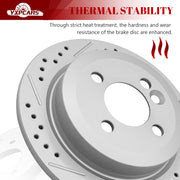 Ceramic Rear Brakes Pad and Rotors Drilled Slotted Solid Replacement Disc Brake Kits for Cooper 2007-2008 Hatchback, (Cooper 2009 2010 2011 Base, Clubman, S Clubman, S)