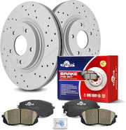 Ceramic Front Brakes Pad and Rotors Drilled Slotted Vented Disc Brake Kits for Hyundai Kona Electric 2019-2023/ Sonata 2015 2016 2017 2018 2019, for Kia Niro EV 2019 2020 2021 2022 (305.0 mm)