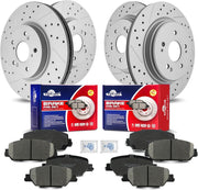 Front & Rear Drilled Slotted Rotors and Ceramic Disc Brake Pads Kit for Honda CR-V 2017 2018 2019 2020 2021 2022 2023