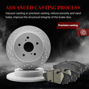 Ceramic Rear Brakes Pad and Rotors Drilled Slotted Solid Disc Brake Kits for Toyota Corolla Cross 2022-2023/ Prius Awd-E 2023/ Prius 2023/ Camry 2021 - 2023