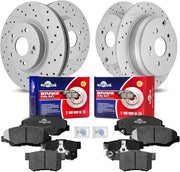 Front & Rear Drilled Slotted Rotors and Ceramic Disc Brake Pads Kit for Honda Cr-V 2012 2013 2014 2015 2016 Fwd