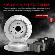 Ceramic Rear Brakes Pad and Rotors Drilled Slotted Solid Disc Brake Kits for Honda Cr-V 2005-2016, for Acura Rdx 2010 - 2012 FWD/Rdx 2013 - 2018