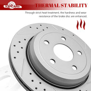 Ceramic Rear Brakes Pad and Rotors Drilled Slotted Vented Disc Brake Kits for Dodge Durango 2011-2023, for Jeep Grand Cherokee Wk 2022/ Grand Cherokee 2011-2020