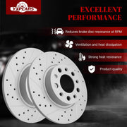 Ceramic Rear Brakes Pad and Rotors Drilled Slotted Solid Replacement Disc Brake Kits for Jeep Compass 2017-2021 (2017 Rear Brake Disc)/ Renegade 2015 2016 2017 2018 2019 2020 2021 2022 2023