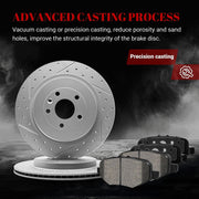 Ceramic Rear Brakes Pad and Rotors Drilled Slotted Vented Disc Brake Kits for Ford Police Interceptor Sedan 2013-2019/ Special Service Police Sedan 2014-2018/ Taurus 2013-2014 2016-2018 Sho