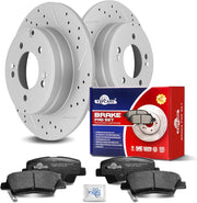 Ceramic Rear Brakes Pad and Rotors Drilled Slotted Solid Replacement Disc Brake Kits for Hyundai Sonata 2011 2012 2013 2014/ Azera 2012-2016, for Kia Optima 2011-2015