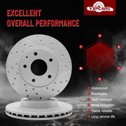 Front Drilled and Slotted Disc Brake Rotors Replacement for MAZDA 3 2014 2015 2016 2017 2018/3 SPORT 2014-2018/ CX-3 2016 2017 2018 2019 2020 2021 2022 FWD