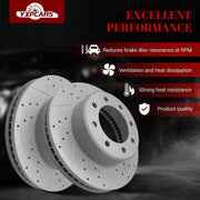 Ceramic Front Brakes Pad and Rotors Drilled Slotted Vented Disc Brake Kits for Dodge Ram 2500/3500 2009-2010, for Ram 2500/3500 2011-2018, for Ram 1500 2012 With 8 Lug