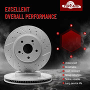 Front Drilled and Slotted Disc Brake Rotors for Lexus UX250H 2019 2020 2021 2022 2023 2024/ ES250 2021-2025/ ES300H ES350 2019-2025/ UX200 2019-2022/ UX300H 2025, for Toyota Corolla Cross 2022-2025