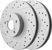 Front Drilled and Slotted Disc Brake Rotors for Saab 9-2X 2005-2006 Aero, for Subaru Forester 2003-2007 2008 / Outback 2001 2002 2003 2004 (Outback 2005 3.0L)/ Impreza/Legacy/Baja