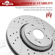 Ceramic Front Brakes Pad and Rotors Drilled Slotted Vented Replacement Disc Brake Kits for Honda Civic 2017 2018 2019 2020 2021