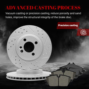 Ceramic Front Brakes Pad and Rotors Drilled Slotted Vented Replacement Disc Brake Kits for Mini Cooper 2007, (Cooper 2008 2009 2010 2011 Clubman, Base) w/ 11.02 inch (280mm)