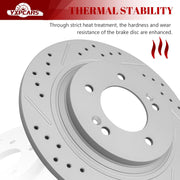 Ceramic Rear Brakes Pad and Rotors Drilled Slotted Solid Replacement Disc Brake Kits for Kia Optima 2016 Hybrid Ex/Hybrid Lx/Hybrid Ex Premium/Hybrid And With Electric Parking Brake