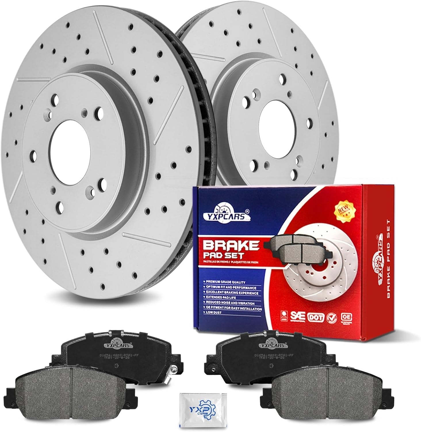 Ceramic Front Brakes Pad and Rotors Drilled Slotted Vented Replacement Disc Brake Kits for Honda Accord 2013 2014 2015 2016 2017 2018 2019 2020 2021 2022