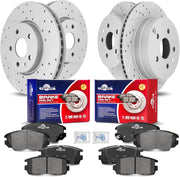 Front & Rear Drilled Slotted Rotors and Ceramic Disc Brake Pads Kit for Chevry Equinox 2010-2017, for Gmc Terrain 2010 2011 2012 2013 2014 2015 2016 2017