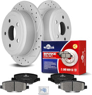 Ceramic Rear Brakes Pad and Rotors Drilled Slotted Solid Disc Brake Kits for Jeep Wrangler 2007 - 2017/ Wrangler Jk 2018