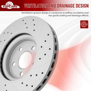 Front Drilled and Slotted Disc Brake Rotors Replacement for Mercedes-Benz B250 2013-2019/ Cla250 2014-2019/ Gla250 2015 2016 2017 2018 2019 2020 (With Sport Package)