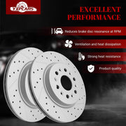Ceramic Rear Brakes Pad and Rotors Drilled Slotted Vented Disc Brake Kits for Buick Enclave 2018-2021, for Gmc Acadia 2017-2021, for Cadillac Xt5 2017-2021