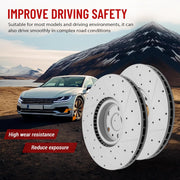 Front Drilled and Slotted Disc Brake Rotors Replacement for Volvo S60 S90 V60 Cross Country V90 Cross Country Xc40 Xc60 Xc90 With 13.58 Inch (345.0 mm) Front Rotor