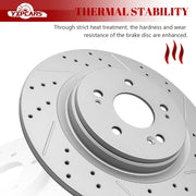 Ceramic Rear Brakes Pad and Rotors Drilled Slotted Solid Replacement Disc Brake Kits for Honda Odyssey 2018 2019 2020 2021 2022 2023