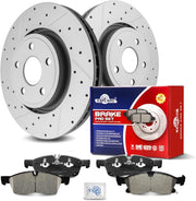 Ceramic Front Brakes Pad and Rotors Drilled Slotted Vented Disc Brake Kits for Dodge Durango 2011-2015, for Jeep Grand Cherokee WK 2022/ Grand Cherokee 2011 - 2015