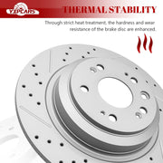Ceramic Rear Brakes Pad and Rotors Drilled Slotted Solid Disc Brake Kits for Acura Tl 2009 - 2014