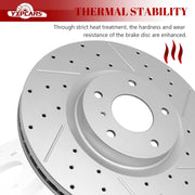 Front & Rear Drilled Slotted Rotors and Ceramic Disc Brake Pads Kit for Nissan Murano 2005 2006 2007