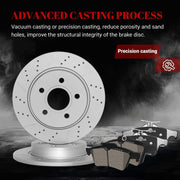 Ceramic Rear Brakes Pad and Rotors Drilled Slotted Solid Replacement Disc Brake Kits for Ford Focus 2012 2013 2014 2016 2017 2018