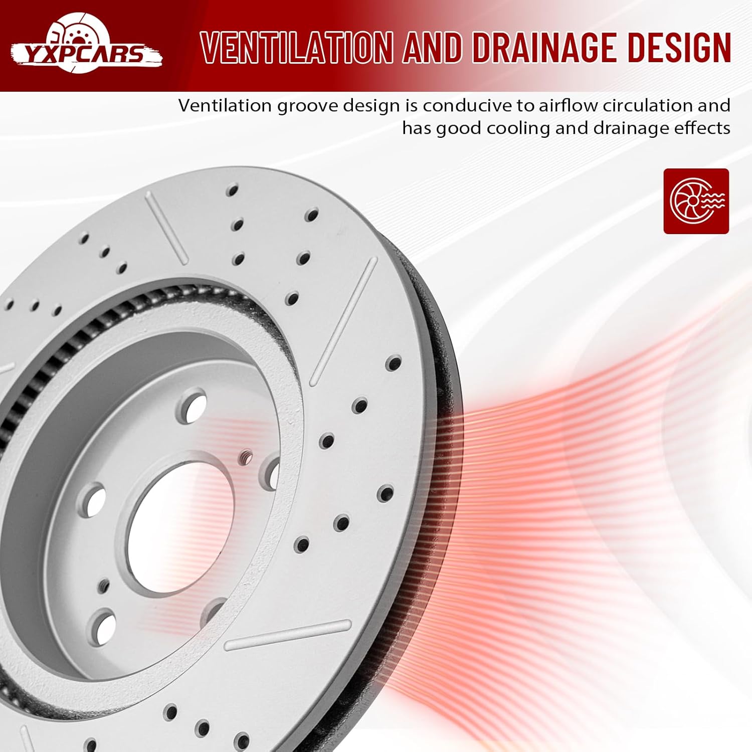 Front Drilled and Slotted Disc Brake Rotors Replacement for Toyota Corolla Cross 2022 2023 2024 2025/ Avalon Camry Rav4