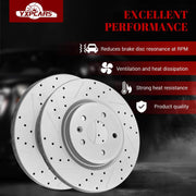 Ceramic Front Brakes Pad and Rotors Drilled Slotted Vented Replacement Disc Brake Kits for Ford Taurus 2010 2011 2012 With Performance Pkg
