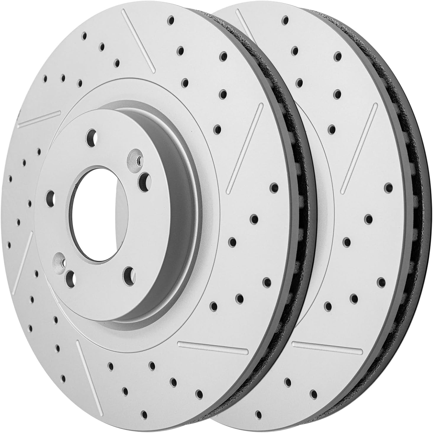 Front Drilled and Slotted Disc Brake Rotors Replacement for Kia Sorento 2014 2015 20016 2017 2018 2019 2020, for Hyundai Santa Fe Sport 2013-2018/ Santa Fe Xl 2013-2019/ Santa Fe 2013-2020
