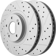 Front Drilled and Slotted Disc Brake Rotors Replacement for Kia Sorento 2014 2015 20016 2017 2018 2019 2020, for Hyundai Santa Fe Sport 2013-2018/ Santa Fe Xl 2013-2019/ Santa Fe 2013-2020