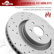 Ceramic Front Brakes Pad and Rotors Drilled Slotted Vented Replacement Disc Brake Kits for Ford Mustang 2.3L L4, 5.0L V8
