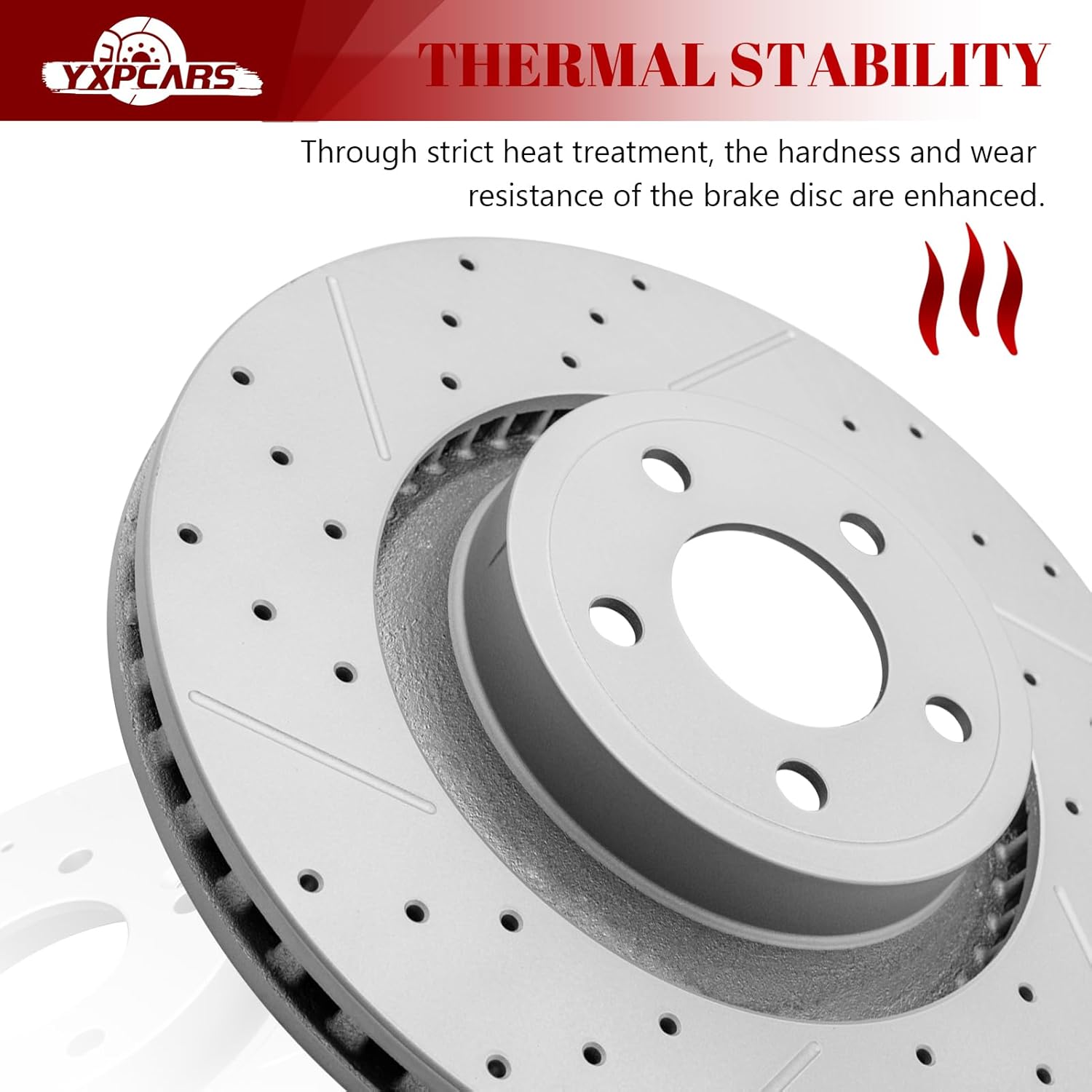 Ceramic Front Brakes Pad and Rotors Drilled Slotted Vented Replacement Disc Brake Kits for Ford Mustang 2021 2.3L L4; Ecoboost, Ecoboost Premium; With Performance Package