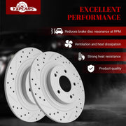 Ceramic Rear Brakes Pad and Rotors Drilled Slotted Solid Replacement Disc Brake Kits for Mitsubishi Eclipse Cross Outlander Phev with Electric Parking Brake